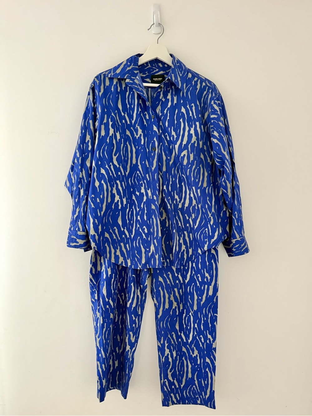 Rachel Comey Blue Abstract Print Shirt Pants 2 Piece Set